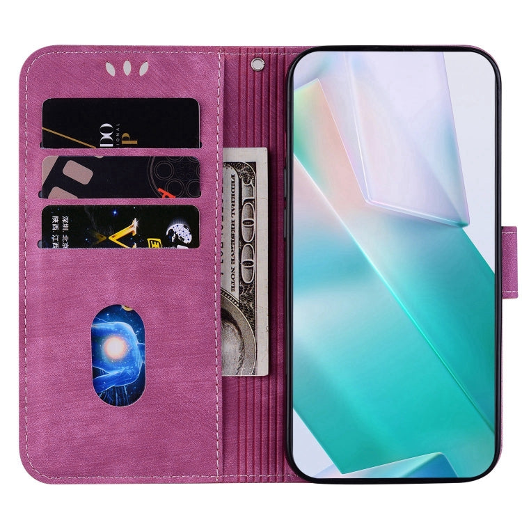 Funda para Huawei Nova 8I Honor 50 Lite Cuero con Relieve Little Tiger (Rojo Rosa)