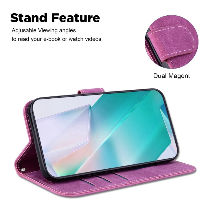 Funda para Huawei Nova 8I Honor 50 Lite Cuero con Relieve Little Tiger (Rojo Rosa)