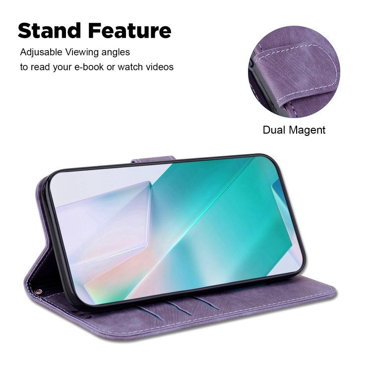 Funda de Cuero En Relieve Little Tiger para Huawei P Smart Z (Púrpura)
