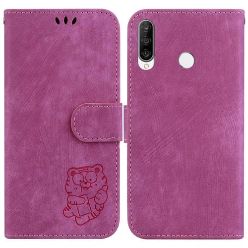 Funda para Huawei P30 Lite / Nova 4E de Cuero con Relieve Little Tiger (Rojo Rosa)