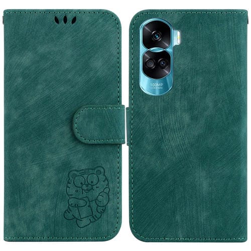 Estuche para Teléfono Honor 90 Lite Cuero con Relieve Little Tiger (Verde)