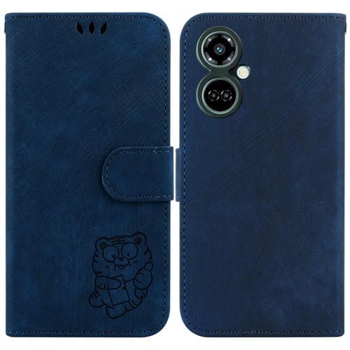 Funda de Cuero Tecno Camon 19 Pro 5G Little Tiger En Relieve (Azul Oscuro)