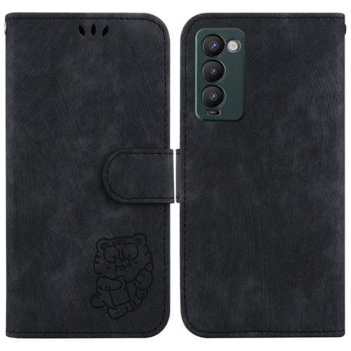 Funda para Teléfono Tecno Camon 18/18P Cuero con Relieve Little Tiger (Negro)