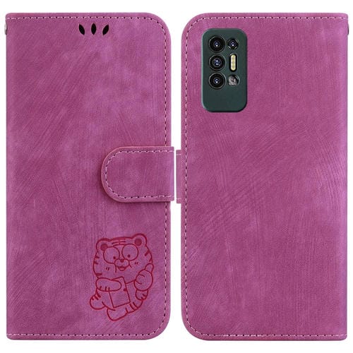 Funda para Tecno Pova 2 de Cuero con Relieve Little Tiger (Rojo Rosa)