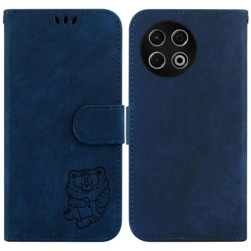 Funda de piel con relieve de tigre para Tecno Spark 30 Pro (azul oscuro)