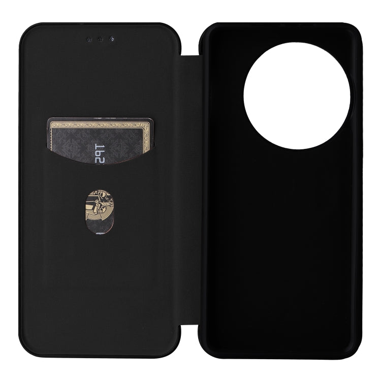 Funda de Cuero con Tapa y Textura de Fibra de Carbono para OnePlus 13 (Negra)