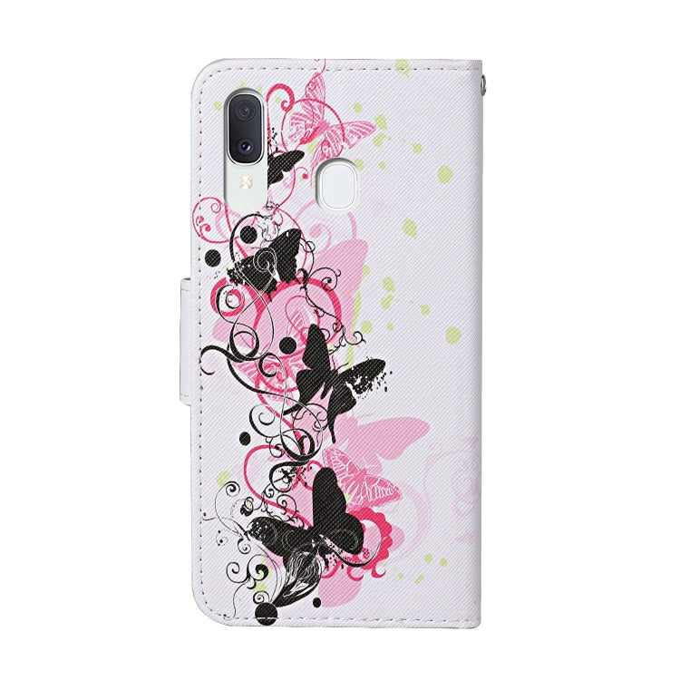 Estuche de Cuero Abatible Horizontal Samsung Galaxy A40 con Soporte Ranuras para Tarjetas y Billetera (Mariposa)