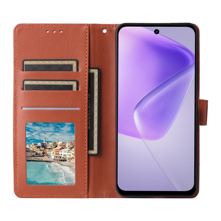 Funda de cuero multifuncional para Infinix Hot 40/40 Pro con 3 ranuras para tarjetas (marrón)