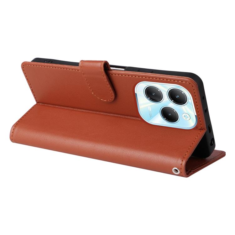 Funda de cuero multifuncional para Infinix Hot 40/40 Pro con 3 ranuras para tarjetas (marrón)
