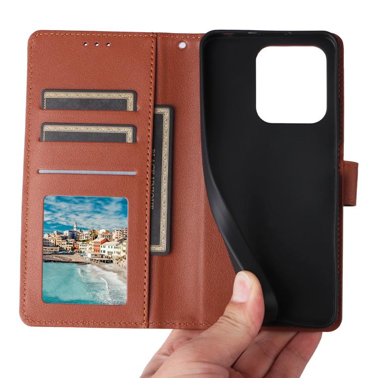 Funda de cuero multifuncional para Infinix Hot 40/40 Pro con 3 ranuras para tarjetas (marrón)