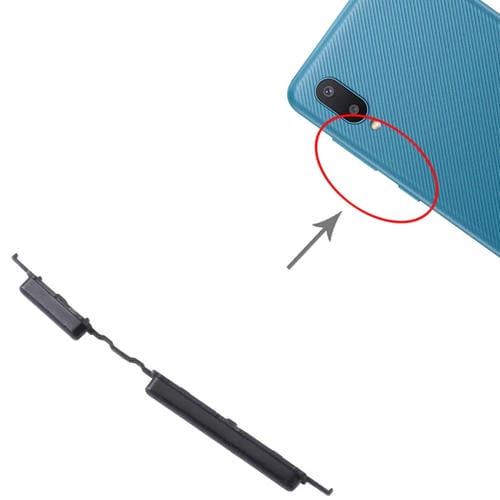 Pulsanti di accensione e volume Samsung Galaxy A02 SM-A022 (10 pezzi) (Nero)