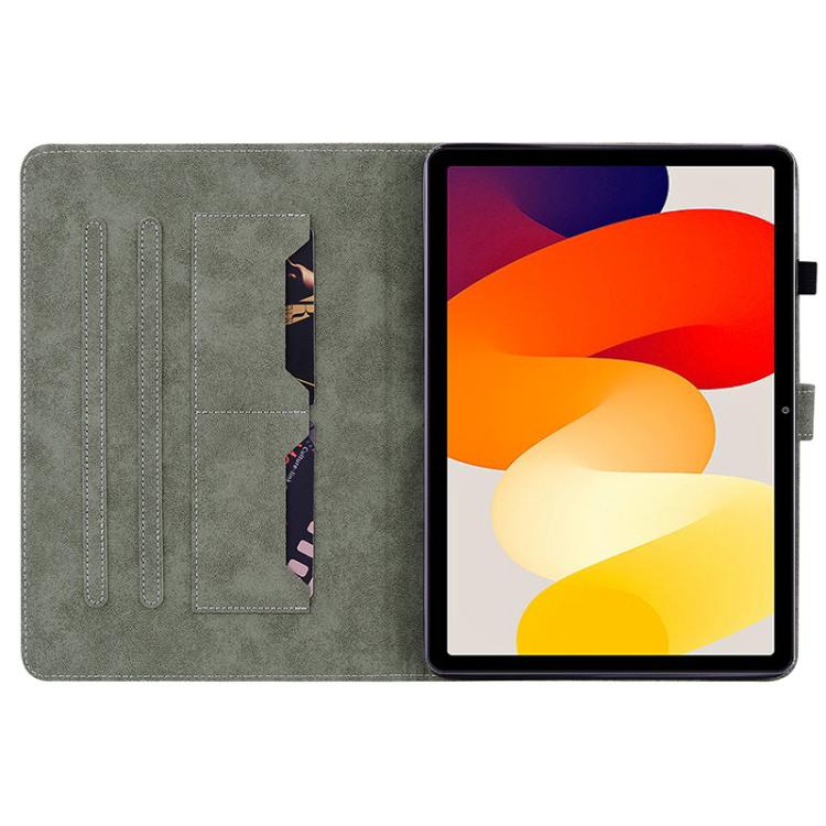 Funda de cuero con tapa y diseño de tigre para Redmi Pad 2 / Redmi Pad SE 11 2025 (marrón)