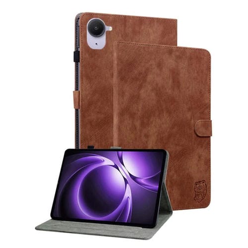 Funda de cuero con tapa y diseño de tigre para Xiaomi Redmi K Pad de 8,8 pulgadas (marrón)