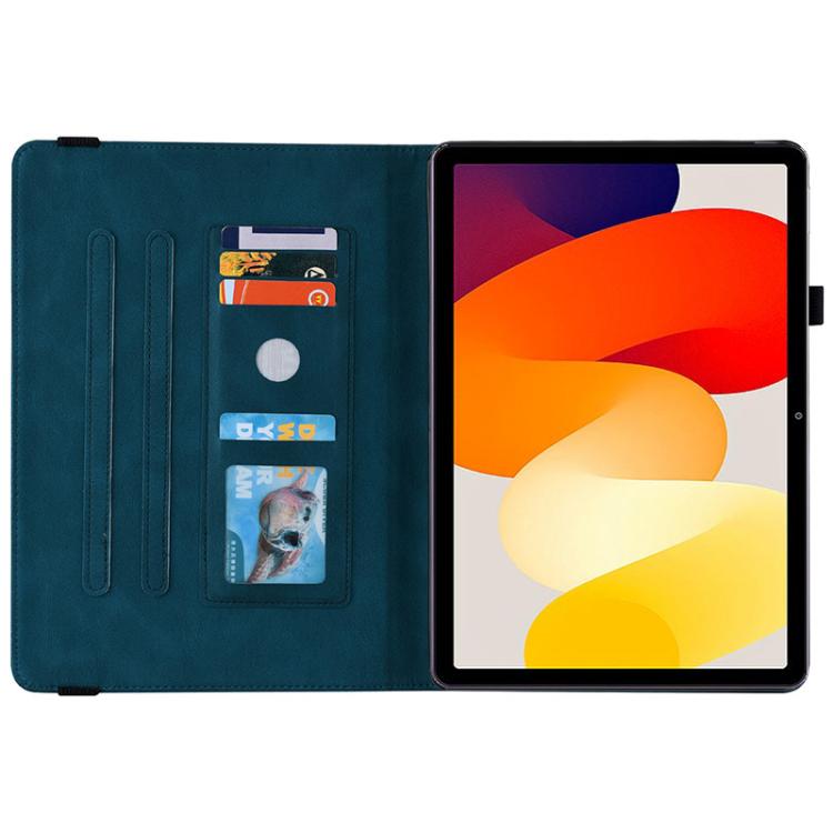 Funda de cuero con relieve de mariposa para Redmi Pad 2 / Redmi Pad SE 11 2025 (azul)