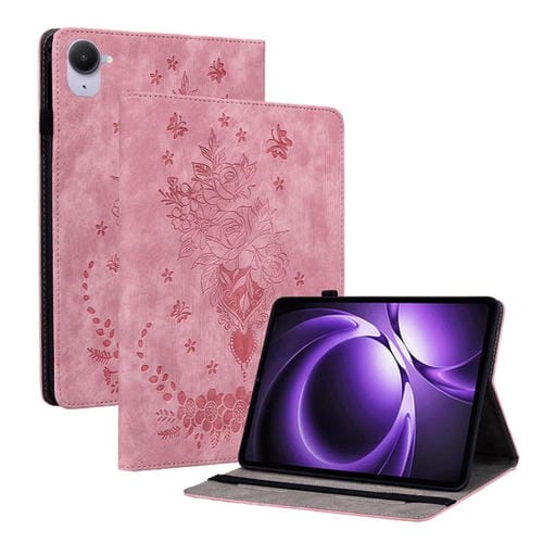 Funda de cuero con relieve mariposa rosa para tableta Xiaomi Redmi K Pad de 8,8 pulgadas (rosa)