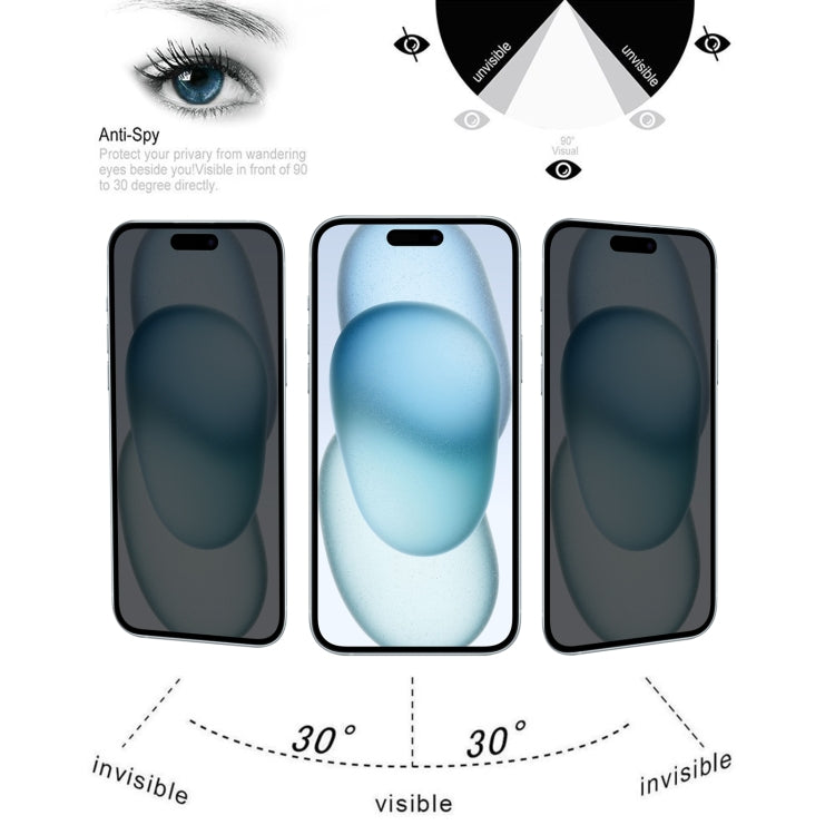 Película de Vidrio Templado Antiespía para iPhone 15 Pro / 15 de Cubierta Completa (Transparente) - MOVILSTORE