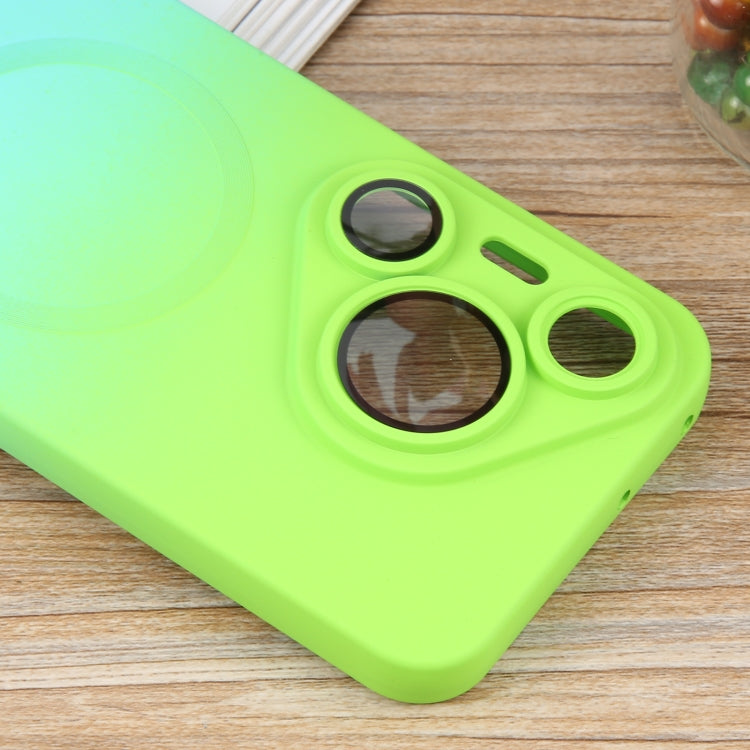 Funda para Teléfono Huawei Pura 70 de Silicona Líquida con Degradado y Magsafe (Azul Cian)