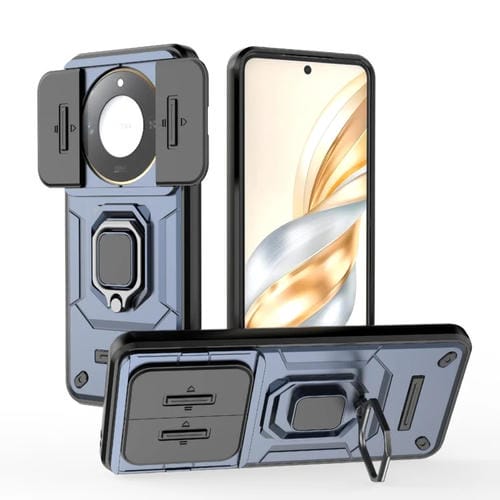 Funda para Teléfono Honor X60 5G con Soporte y Protección Deslizante TPU y PC (Azul)