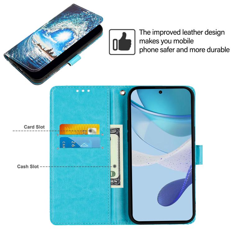 Funda de Cuero Huawei Nova 13 y Nova 12 con Patrón de Dibujo de Colores (Ondas y Sol)