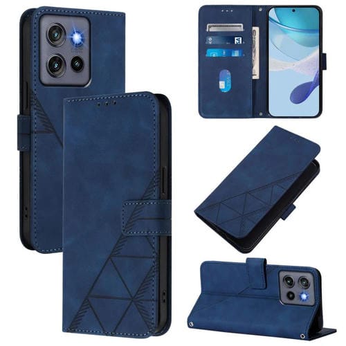 Funda de Cuero con Tapa y Relieve 3D para Motorola Moto G Stylus 5G (2025) (Azul)