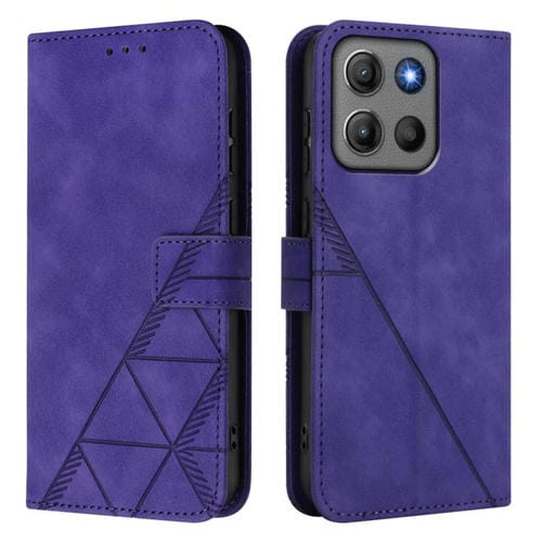 Funda de cuero con relieve 3D para Motorola Moto G15 Power (morado)
