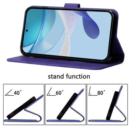 Funda de cuero con relieve 3D para Motorola Moto G15 Power (morado)