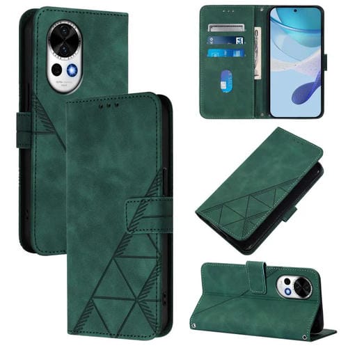 Funda de Cuero con Tapa y Relieve 3D para Huawei Nova 13/Nova 12 (Verde Oscuro)
