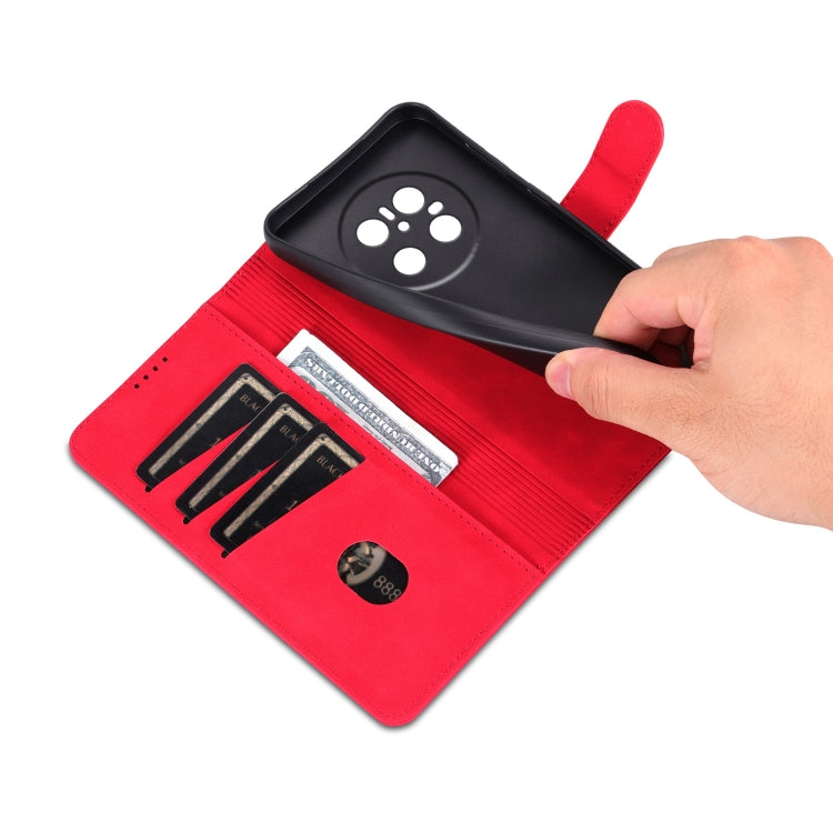 Funda Piel Sintética con Tapa y Textura de Piel de Becerro para Huawei Mate 70 Azns (Rojo)