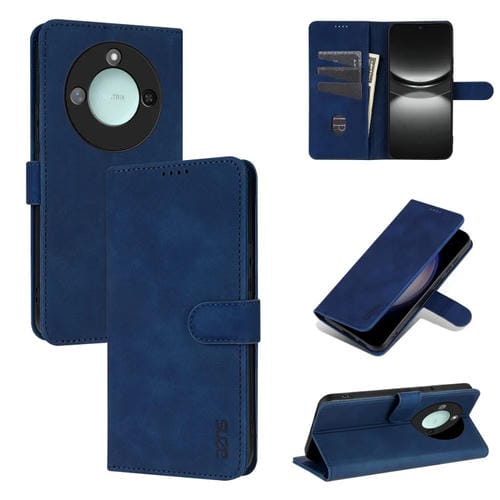 Funda Piel Sintética con Tapa y Textura de Becerro para Honor X60 Azns (Azul)