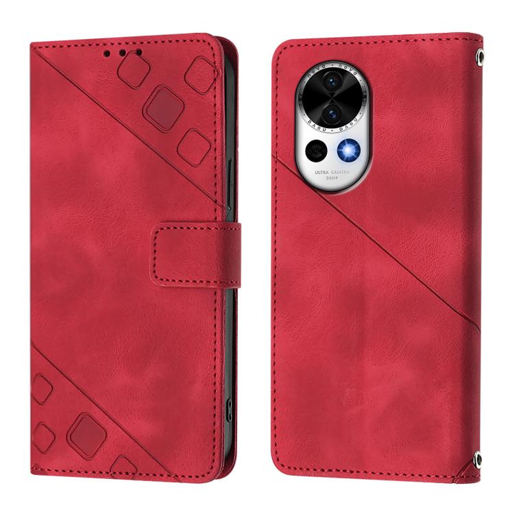 Funda de Piel con Relieve para Huawei Nova 13 y Nova 12 (Roja)