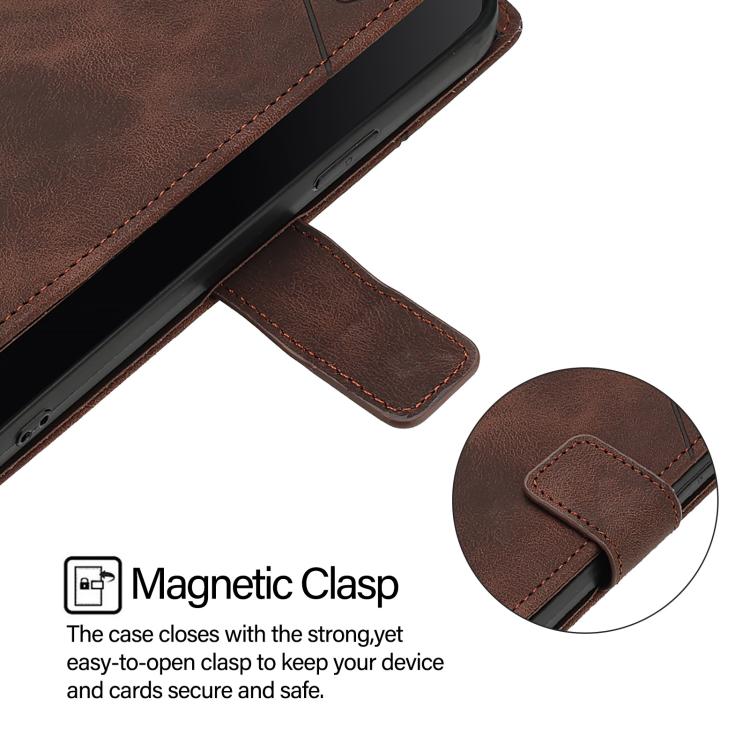 Funda de Cuero con Relieve y Tacto de Piel para Huawei Nova 13 y Nova 12 (Marrón)