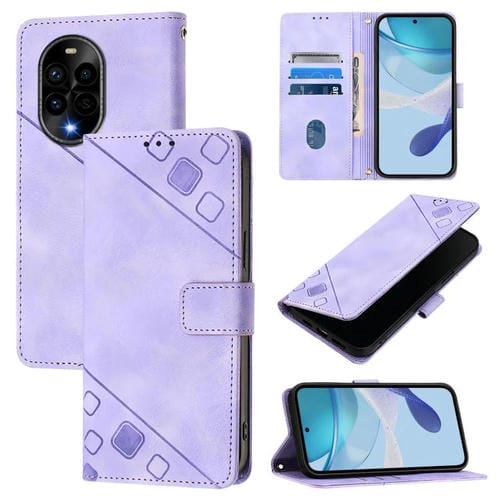 Funda de Piel con Relieve para Teléfono Huawei Nova 13 Pro (Morado Claro)
