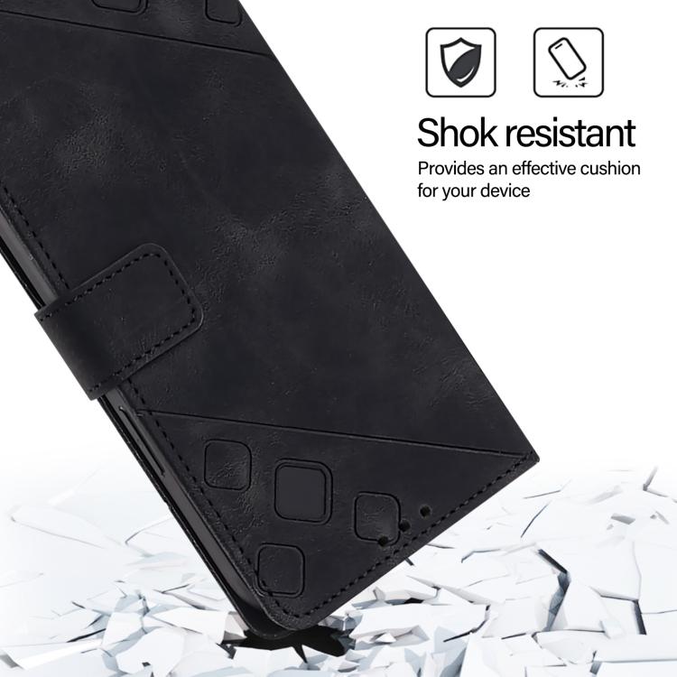 Funda de Piel con Relieve para Teléfono Huawei Nova 13 Pro (Negra)