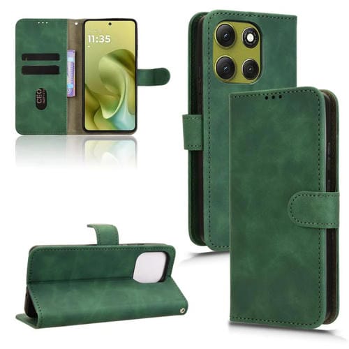 Funda de cuero con tapa magnética y diseño de piel para Motorola Moto G86 Power 5G (verde)