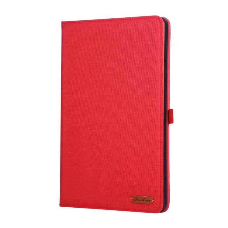 Funda de cuero con tapa horizontal y textura de tela para Xiaomi Redmi Pad 2 (roja)