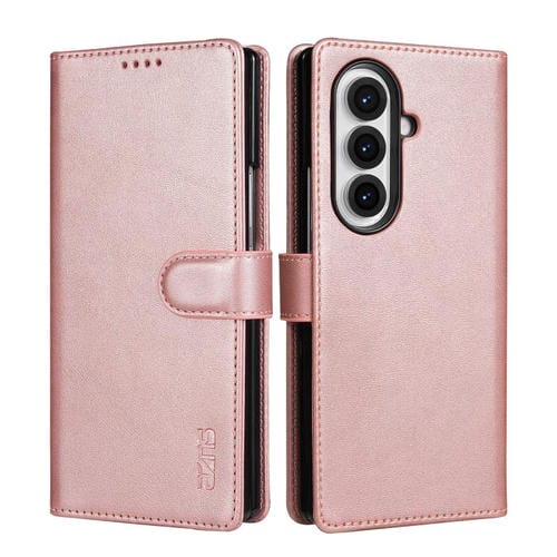 Funda de piel con tapa AZNS para Samsung Galaxy Z Fold7 5G (oro rosa)