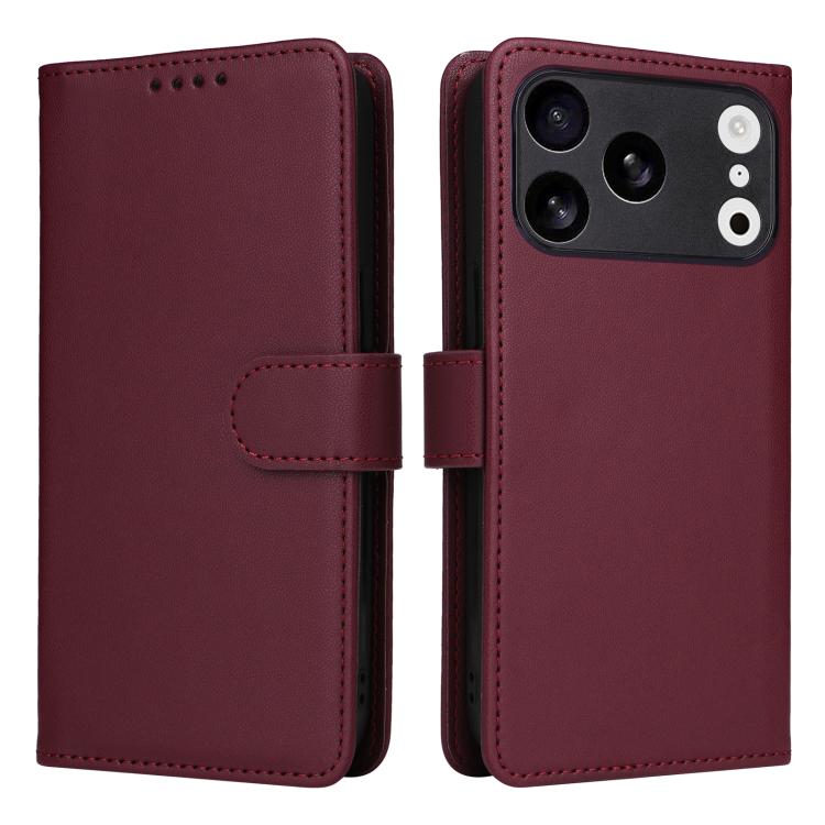 Funda BETOPNICE BN-005 2 en 1 desmontable de imitación de cuero genuino para iPhone 17 Pro (rojo vino)