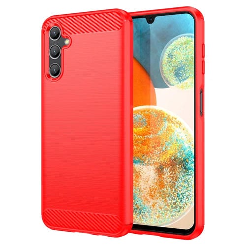 Funda de Teléfono Samsung Galaxy M44 5G TPU Fibra de Carbono Textura Cepillada (Rojo)