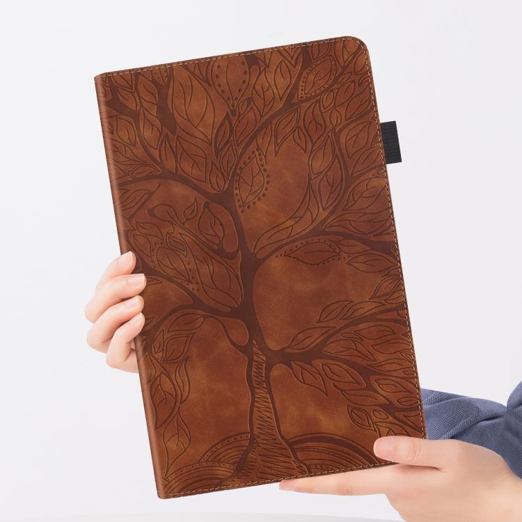Funda de cuero con relieve para tableta Xiaomi Redmi K Pad Tree Life Series (marrón)