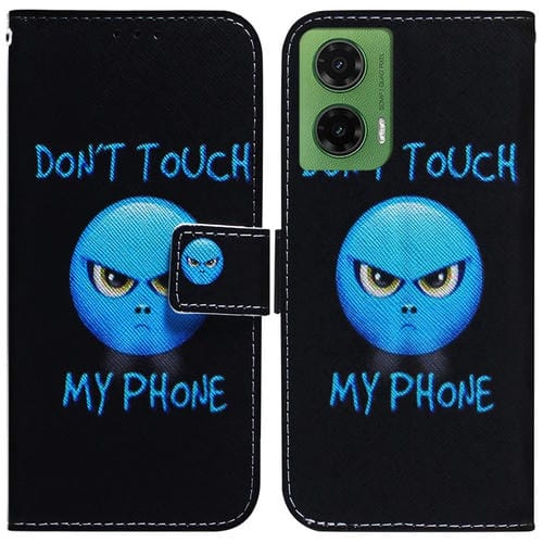 Funda de Cuero con Tapa y Dibujo a Color para Motorola Moto G35 (Anger)