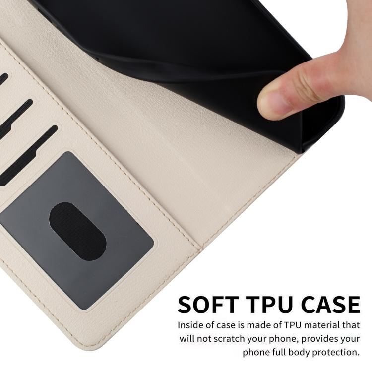Funda de Piel para iPhone 16E con Dibujos de Gatos (Beige y Blanco)