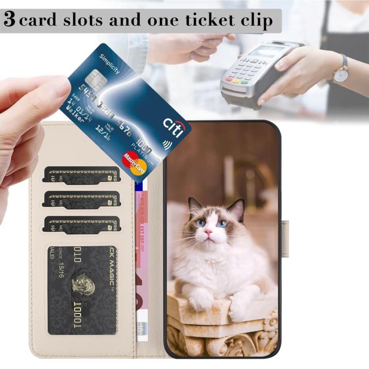 Funda de Piel para iPhone 16E con Dibujos de Gatos (Beige y Blanco)