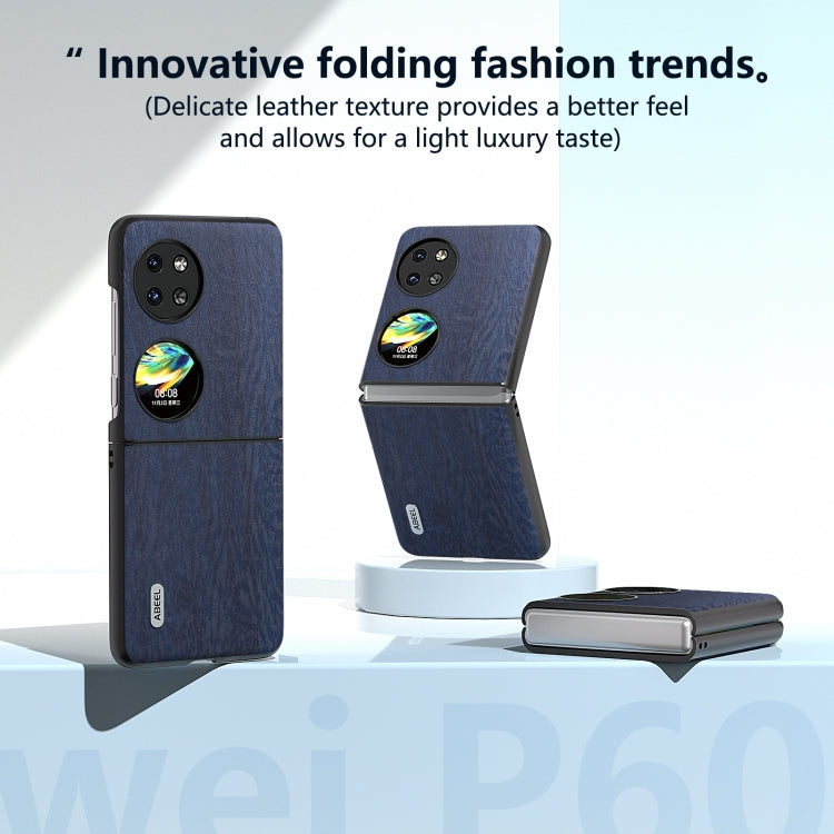 Funda para Huawei P60 Pocket Abeel PU con Textura de Madera (Azul)