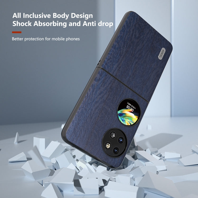 Funda para Huawei P60 Pocket Abeel PU con Textura de Madera (Azul)