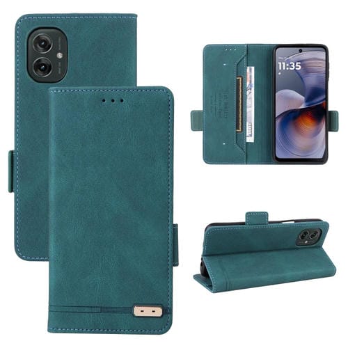 Funda de Cuero con Cierre Magnético para Motorola Moto G55 5G (Verde)