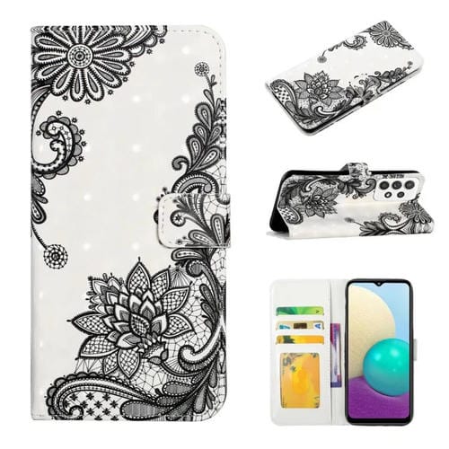Funda para Teléfono Samsung Galaxy A73 Cuero Dibujo 3D Relieve al Óleo (Flor de Encaje)