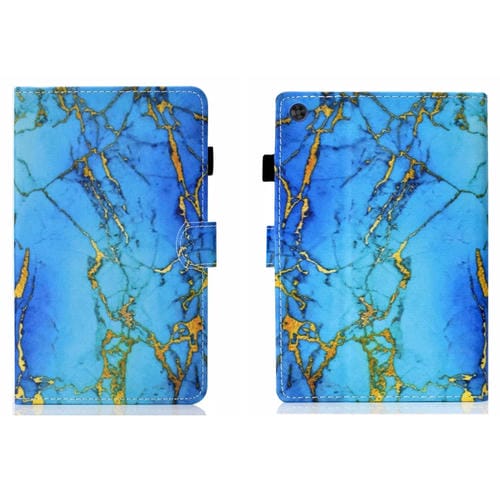 Funda de Cuero para Samsung Galaxy Tab A9 con Tapa Horizontal, Costuras de Dibujo Coloreado y Función Reposo/Activación (Mármol Dorado)