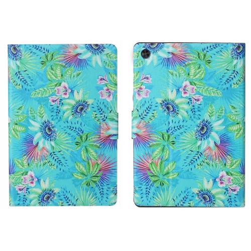 Estuche para Tablet Samsung Galaxy Tab A9 PU Inteligente con Dibujo Coloreado y Función Suspensión Activación (Flores)