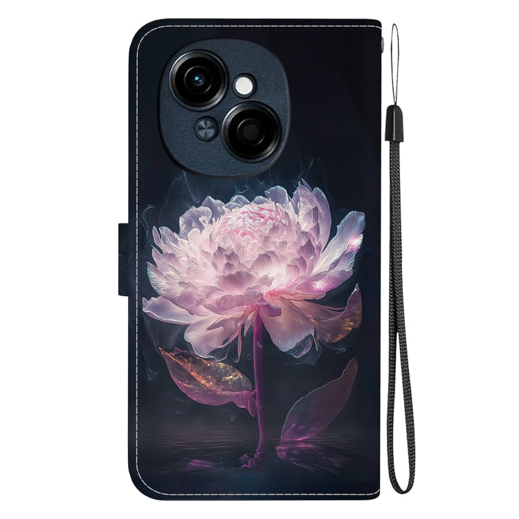 Funda Cuero Tecno Spark Go 1 Pop 9 Pro Dibujo Colores Textura Cristal (Peonía Morada)