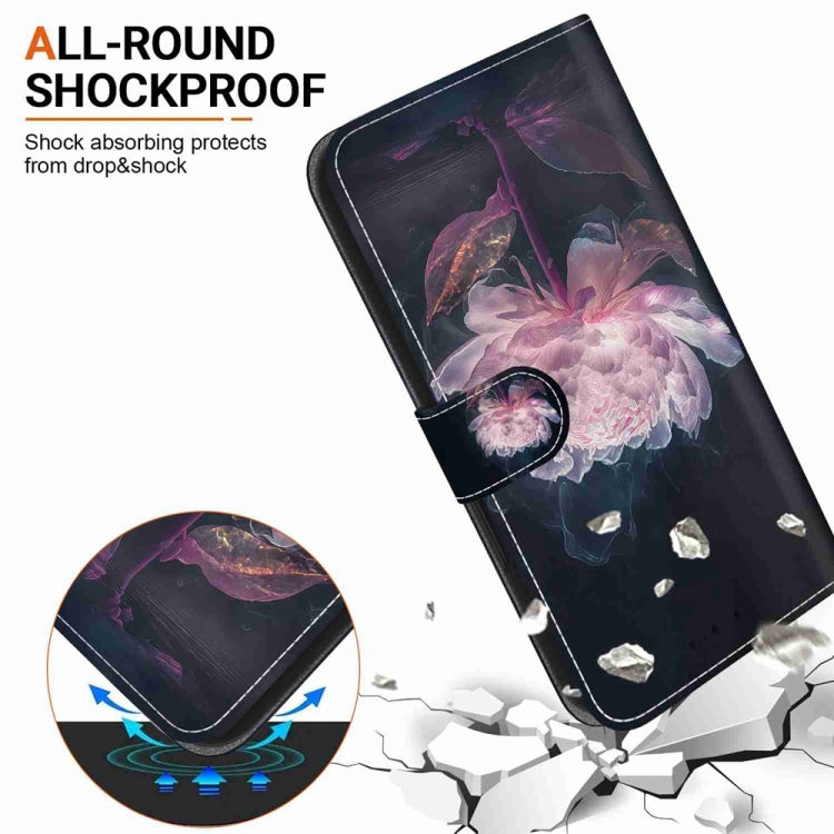 Funda Cuero Tecno Spark Go 1 Pop 9 Pro Dibujo Colores Textura Cristal (Peonía Morada)